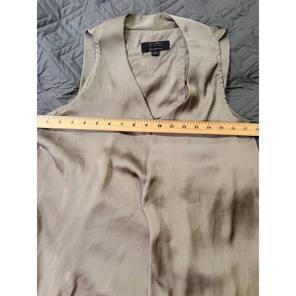 AllSaints Haze Dress Gray Satin Midi Asymmetrical Hem Japanese Cloth US 4 - Picture 12 of 12